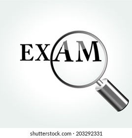 Vector illustration of exam concept with magnifying