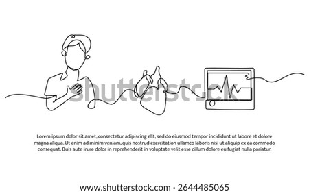 Vector illustration of examination of the patient's lungs on the monitor. Modern flat in continuous line style.