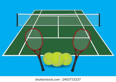 Vector illustration of an example of a tennis court layout.