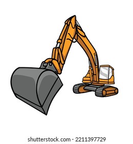 Vector Illustration of Excavator construction for icon logo design, excavator logo element heavy equipment work. transportation vehicle mining.