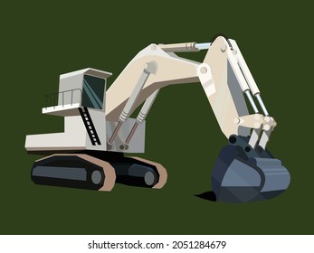 Ilustración vectorial de la máquina de construcción de excavadoras. Máquinas especiales de cantera.