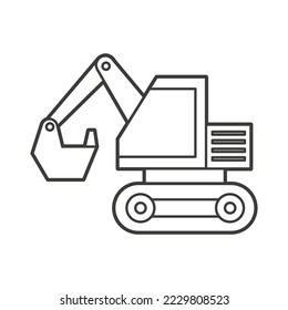 Vector Illustration of an excavator. Icon style with black outline. Logo design. Coloring book for children