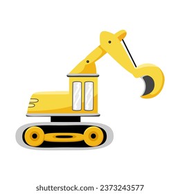 Vector illustration with excavator on white background. Kids toy