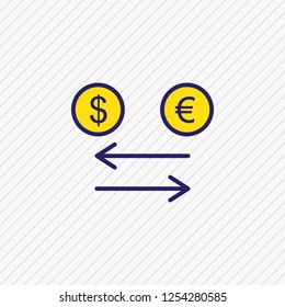 Vector illustration of exchange icon colored line. Beautiful vacation element also can be used as change money icon element.