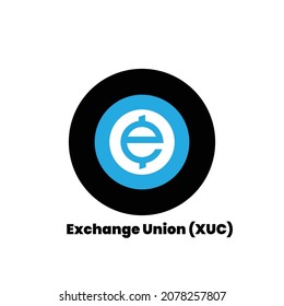 Vector illustration of Exchange union (XUC) cryptocurrency logo, symbol in a white background.
