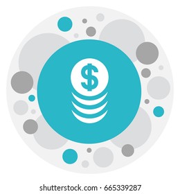 Vector Illustration Of Excitement Symbol On Coins Icon. Premium Quality Isolated Stacked Money Element In Trendy Flat Style.