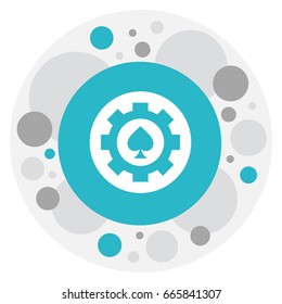 Vector Illustration Of Excitement Symbol On Poker Chip Icon. Premium Quality Isolated Black Heart Element In Trendy Flat Style.