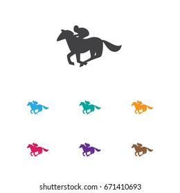 Vector Illustration Of Excitement Symbol On Horse Riding Icon. Premium Quality Isolated Jockey Element In Trendy Flat Style.