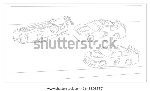 Vector illustration\
of an exciting car\
race.