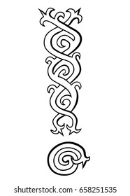 Vector illustration of exclamatory mark in Celtic knot style black and white