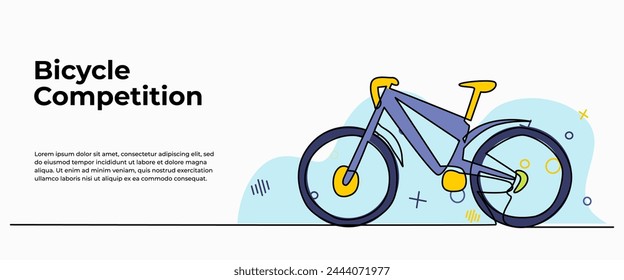 Ilustración vectorial de bicicleta estática. Moderno piso en estilo de línea continua.
