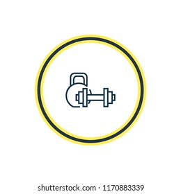Vector illustration of exercise equipment icon line. Beautiful hotel element also can be used as weightlifting icon element.