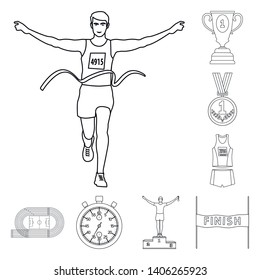 Vector illustration of exercise and sprinter  icon. Collection of exercise and marathon stock symbol for web.