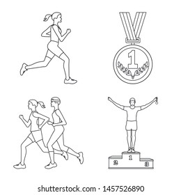 Vector illustration of exercise and sprinter symbol. Collection of exercise and marathon stock vector illustration.