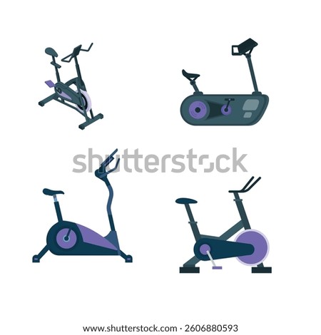 Vector illustration Exercise and Stationary Bike Icons