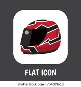 Vector Illustration Of Exercise Symbol On Racing Helmet Flat Icon. Premium Quality Isolated Hard Hat Element In Trendy Flat Style.