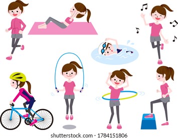 Vector illustration of exercising woman
