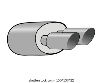 Vector illustration of exhaust pipe. Topics of automobile, technology, fixing, transportation