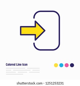 Vector illustration of exit icon colored line. Beautiful extra element also can be used as escape icon element.