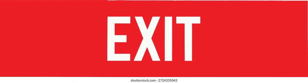 Vector illustration of exit sign icon with bold text, directional label, emergency path, safety symbol, and signage layout design
