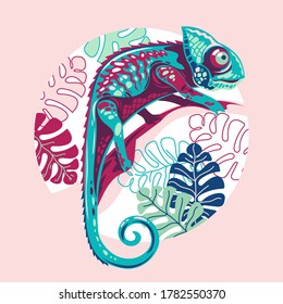 Vector illustration exotic chameleon skin multicolored. Can be used for fashion print design