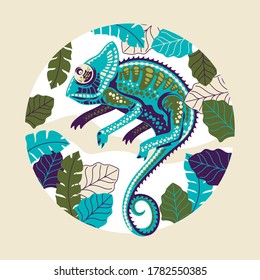 Vector illustration exotic chameleon skin multicolored. Can be used for fashion print design