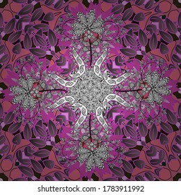 Ilustración vectorial. Flores exóticas, naturaleza botánica clásica y brillante en colores violeta, rosa y blanco. Conjunto acuático de elementos naturales florales vintage.