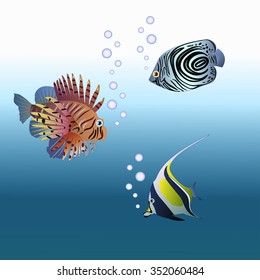 vector illustration with exotic marine fish for your design