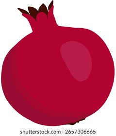 Ilustración vectorial de una granada roja exótica y tentadora, que consiste en una fruta entera con piel brillante