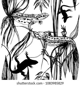vector illustration exotic tropical lizard pattern background for fabrics, textiles, paper, wallpaper, web pages, graphic style