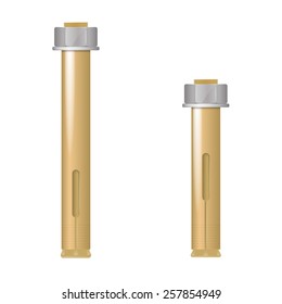 Vector illustration of expansion anchor - bolt. on white. Front view