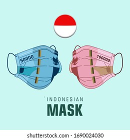 vector illustration of expensive mask in indonesia. coronavirus attack indonesia. mask to fight corona virus concept.