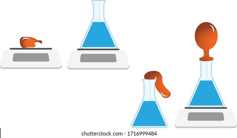 Vector Illustration of an Experiment with Ballon and Science Tube on the Weighting Machine, For Online Education