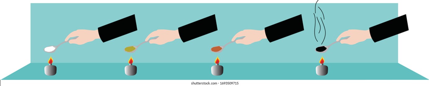 Vector Illustration of a Experiment for Education in School, Science Sugar and Heat Experiment for Students