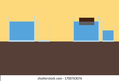 Vector Illustration Of An Experiment Of Physics, Archimedes' Principle, Eureka Can Diagram, Science Equipment With Water And Stone