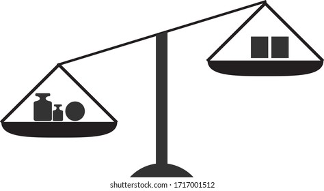 Vector Illustration of an Experiment with Scale, Fat Icon of Weight