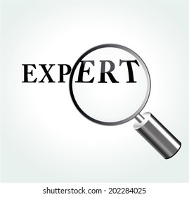 Vector illustration of expert concept with magnifying