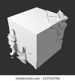 vector illustration of exploding cube. suitable for any logo, object or background revealing situation for banner, ad or other way usages.