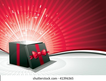 Vector illustration of exploding gift box. All elements are layered separately in vector file.