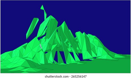 Vector illustration of exploding polygonal surface