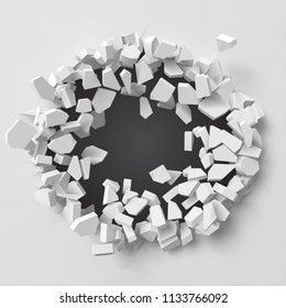 vector illustration of exploding wall with free area on center for any object or background. suitable for any logo, object or background revealing situation for banner, ad or other way usages.