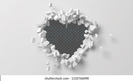 vector illustration of exploding wall with free area on center for any object or background. suitable for any logo, object or background revealing situation for banner, ad or other way usages.