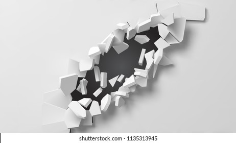 vector illustration of exploding wall with free area on center for any object or background. suitable for any logo, object or background revealing situation for banner, ad or other way usages.