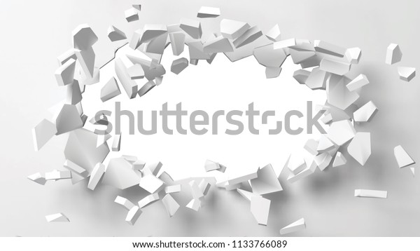 vector illustration of exploding wall with free\
area on center for any object or background. suitable for any logo,\
object or background revealing situation for banner, ad or other\
way usages.