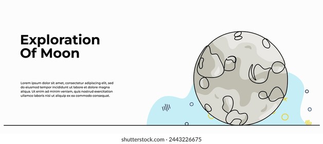 Vector illustration of  exploration of planet moon. Modern flat in continuous line style.