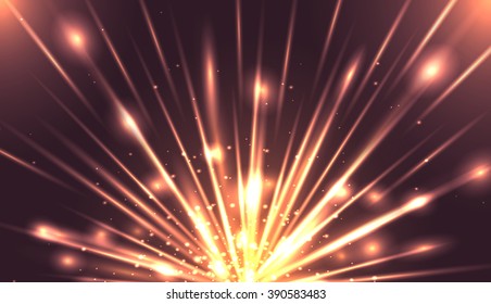 Vector illustration with the explosion and bright rays. Vector element for your design