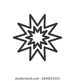 Vector illustration of a Explosion in line style isolated in white background
