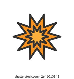 Vector illustration of a Explosion in solid line style isolated in white background