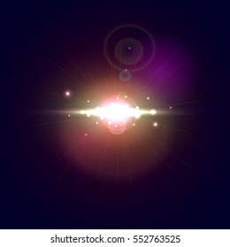 Vector illustration with explosion in space on dark background

