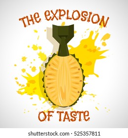 Vector Illustration. An explosion of taste. Pineapple bomb